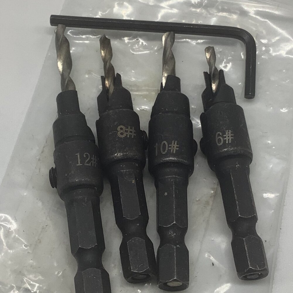 Hex Quick Change Shank Countersink Tapered Drill Bits Set 4pcs Woodworking Tools - Picture 4 of 7